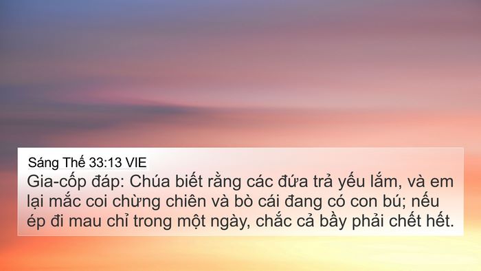 Sáng Thế 33:13 VIE Bible Verse Image