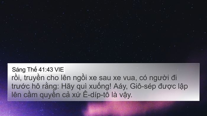 Sáng Thế 41:43 VIE Bible Verse Image