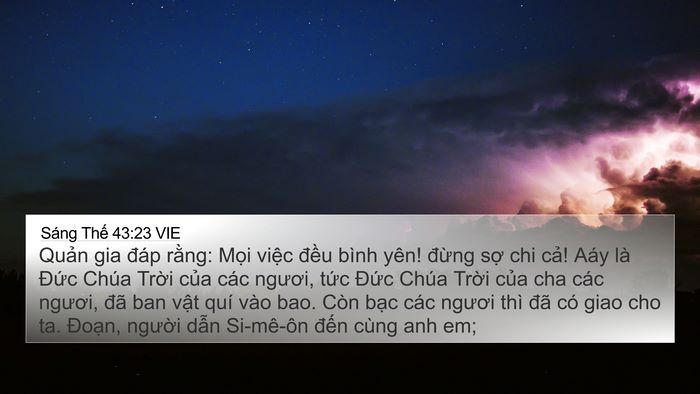 Sáng Thế 43:23 VIE Bible Verse Image