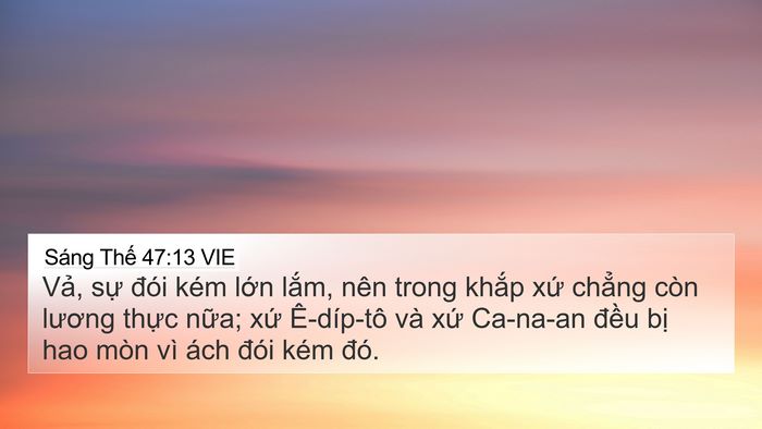 Sáng Thế 47:13 VIE Bible Verse Image