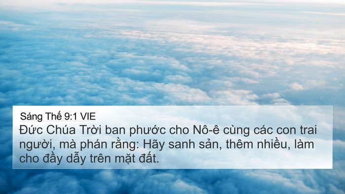Sáng Thế 9:1 VIE 4K Wallpaper - Đức Chúa Trời ban phước cho Nô-ê cùng - 4K Wallpaper Bible Verse