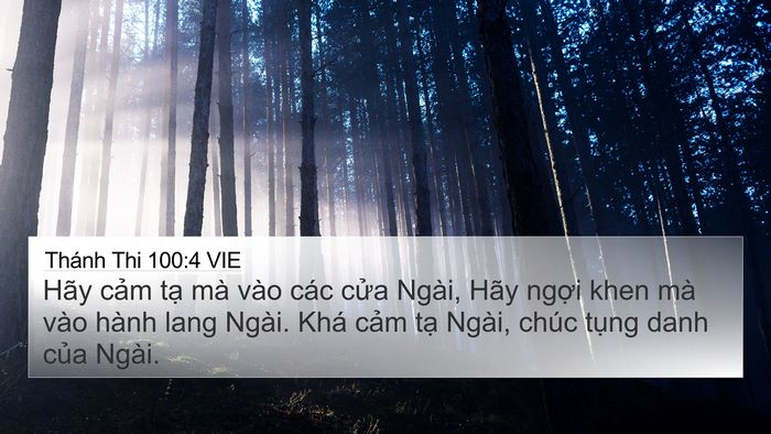Thánh Thi 100:4 VIE Bible Verse Image