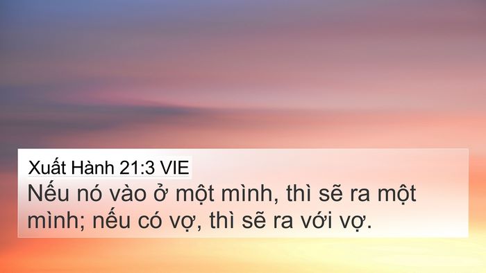 Xuất Hành 21:3 VIE 4K Wallpaper - Nếu nó vào ở một mình, thì sẽ ra - 4K Wallpaper Bible Verse