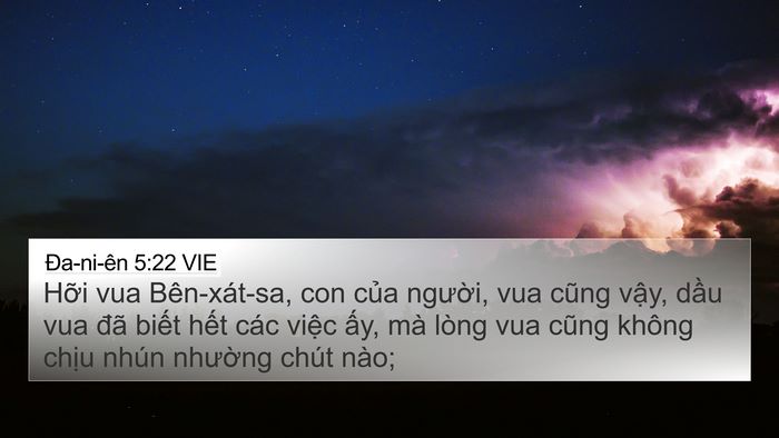 Ða-ni-ên 5:22 VIE 4K Wallpaper - Hỡi vua Bên-xát-sa, con của người, vua - 4K Wallpaper Bible Verse