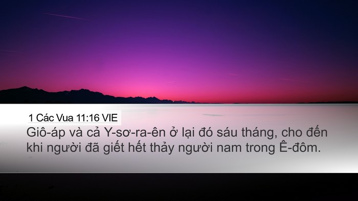 1 Các Vua 11:16 VIE Desktop Wallpaper - Giô-áp và cả Y-sơ-ra-ên ở lại đó - Desktop Bible Verse Wallpaper