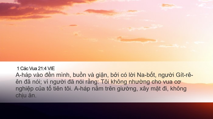 1 Các Vua 21:4 VIE Bible Verse Image
