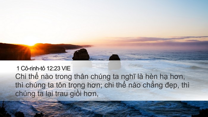 1 Cô-rinh-tô 12:23 VIE Desktop Wallpaper - Chi thể nào trong thân chúng ta nghĩ là - Desktop Bible Verse Wallpaper