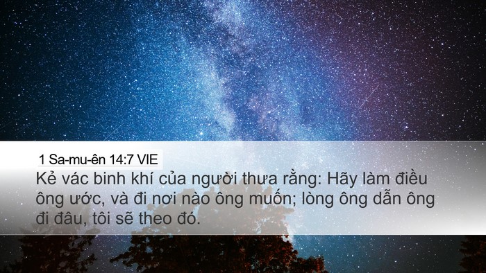 1 Sa-mu-ên 14:7 VIE Desktop Wallpaper - Kẻ vác binh khí của người thưa rằng: - Desktop Bible Verse Wallpaper