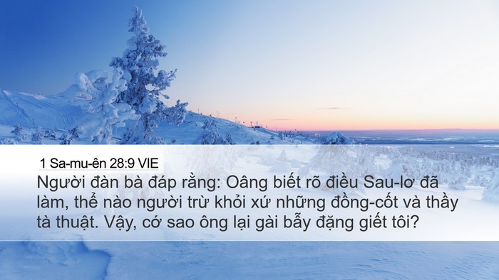 1 Sa-mu-ên 28:9 VIE Desktop Wallpaper - Người đàn bà đáp rằng: Oâng biết rõ - Desktop Bible Verse Wallpaper