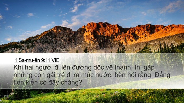 1 Sa-mu-ên 9:11 VIE Desktop Wallpaper - Khi hai người đi lên đường dốc về - Desktop Bible Verse Wallpaper