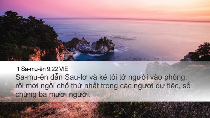 1 Sa-mu-ên 9:22 VIE Desktop Wallpaper - Sa-mu-ên dẫn Sau-lơ và kẻ tôi tớ - Desktop Bible Verse Wallpaper