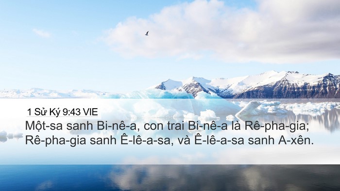 1 Sử Ký 9:43 VIE Desktop Wallpaper - Một-sa sanh Bi-nê-a, con trai Bi-nê-a là - Desktop Bible Verse Wallpaper