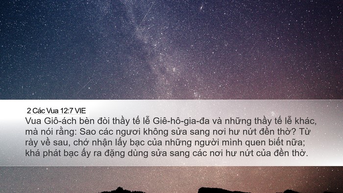 2 Các Vua 12:7 VIE Desktop Wallpaper - Vua Giô-ách bèn đòi thầy tế lễ - Desktop Bible Verse Wallpaper