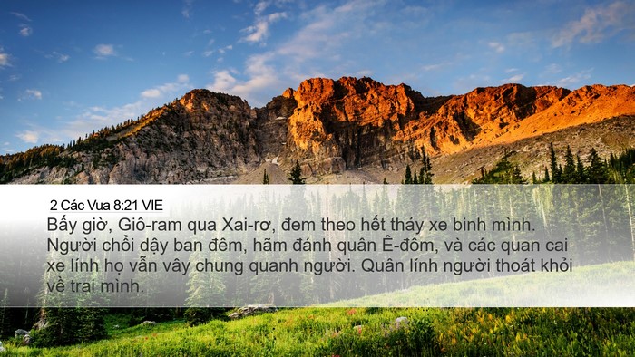 2 Các Vua 8:21 VIE Desktop Wallpaper - Bấy giờ, Giô-ram qua Xai-rơ, đem theo - Desktop Bible Verse Wallpaper