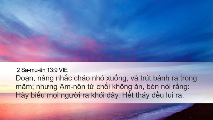 2 Sa-mu-ên 13:9 VIE Desktop Wallpaper - Đoạn, nàng nhắc chảo nhỏ xuống, và - Desktop Bible Verse Wallpaper