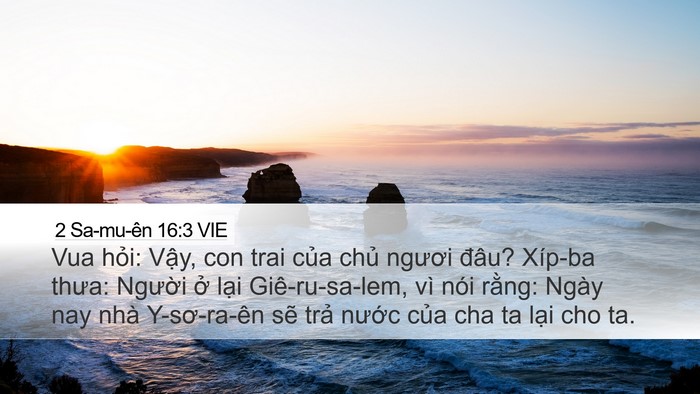 2 Sa-mu-ên 16:3 VIE Desktop Wallpaper - Vua hỏi: Vậy, con trai của chủ ngươi - Desktop Bible Verse Wallpaper