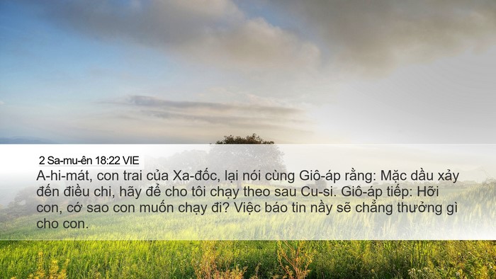 2 Sa-mu-ên 18:22 VIE Desktop Wallpaper - A-hi-mát, con trai của Xa-đốc, lại nói - Desktop Bible Verse Wallpaper