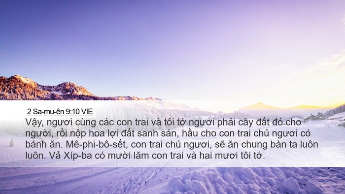 2 Sa-mu-ên 9:10 VIE Desktop Wallpaper - Vậy, ngươi cùng các con trai và tôi tớ - Desktop Bible Verse Wallpaper