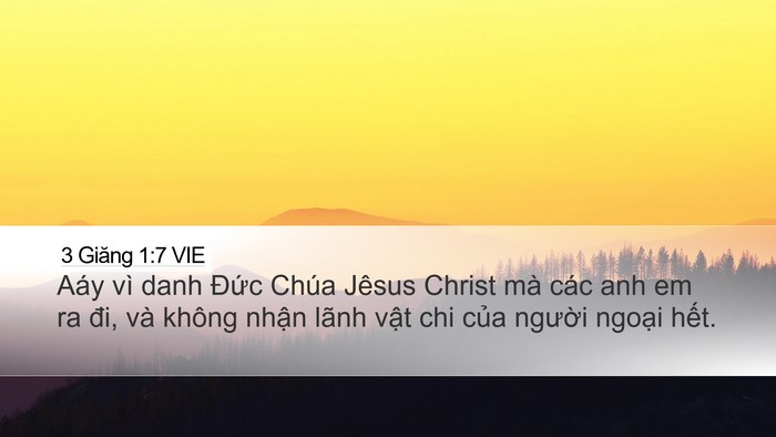3 Giăng 1:7 VIE Bible Verse Image