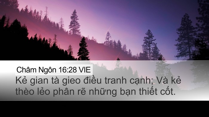 Châm Ngôn 16:28 VIE Bible Verse Image