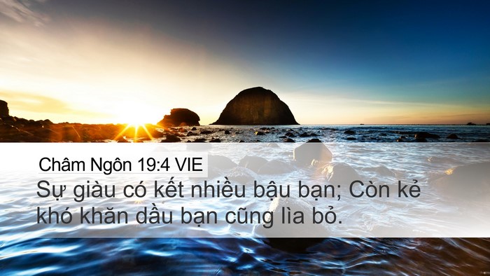 Châm Ngôn 19:4 VIE Desktop Wallpaper - Sự giàu có kết nhiều bậu bạn; Còn - Desktop Bible Verse Wallpaper