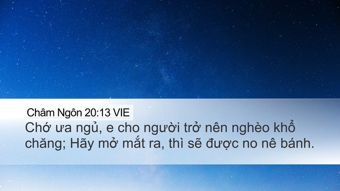 Châm Ngôn 20:13 VIE Bible Verse Image