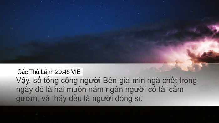 Các Thủ Lãnh 20:46 VIE Bible Verse Image