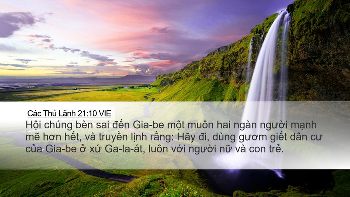 Các Thủ Lãnh 21:10 VIE Desktop Wallpaper - Hội chúng bèn sai đến Gia-be một muôn - Desktop Bible Verse Wallpaper
