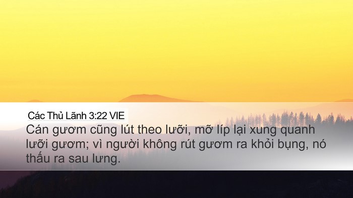 Các Thủ Lãnh 3:22 VIE Desktop Wallpaper - Cán gươm cũng lút theo lưỡi, mỡ líp - Desktop Bible Verse Wallpaper