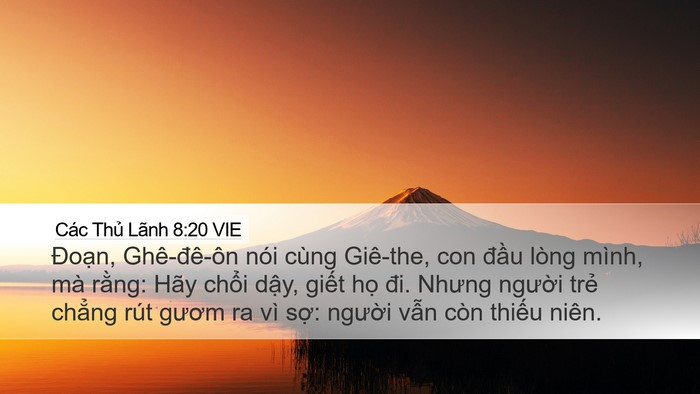Các Thủ Lãnh 8:20 VIE Bible Verse Image