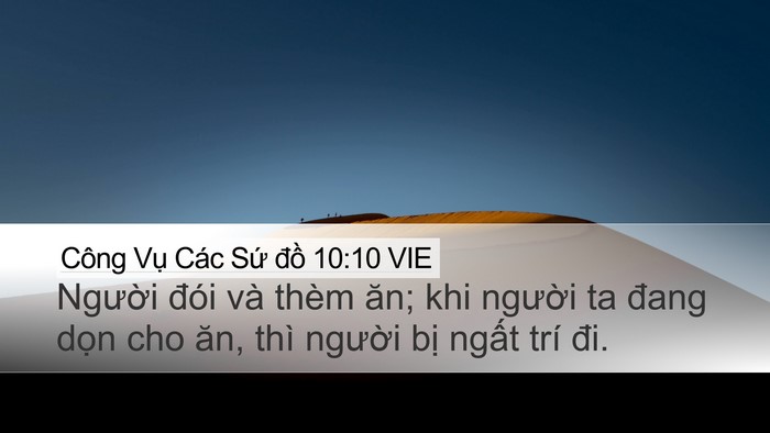 Công Vụ Các Sứ đồ 10:10 VIE Desktop Wallpaper - Người đói và thèm ăn; khi người ta - Desktop Bible Verse Wallpaper