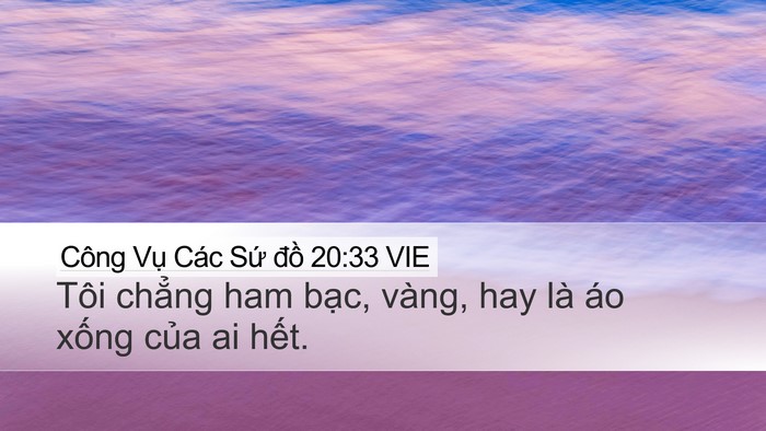 Công Vụ Các Sứ đồ 20:33 VIE Bible Verse Image