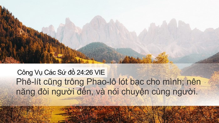Công Vụ Các Sứ đồ 24:26 VIE Bible Verse Image