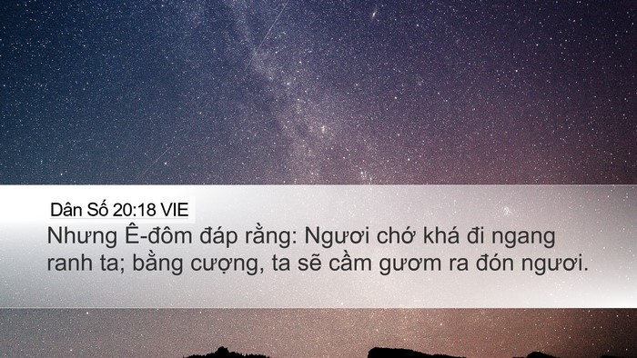 Dân Số 20:18 VIE Desktop Wallpaper - Nhưng Ê-đôm đáp rằng: Ngươi chớ khá - Desktop Bible Verse Wallpaper