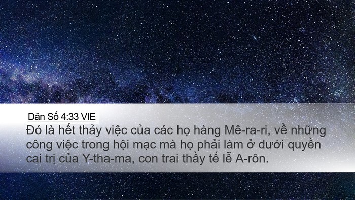 Dân Số 4:33 VIE Desktop Wallpaper - Đó là hết thảy việc của các họ - Desktop Bible Verse Wallpaper