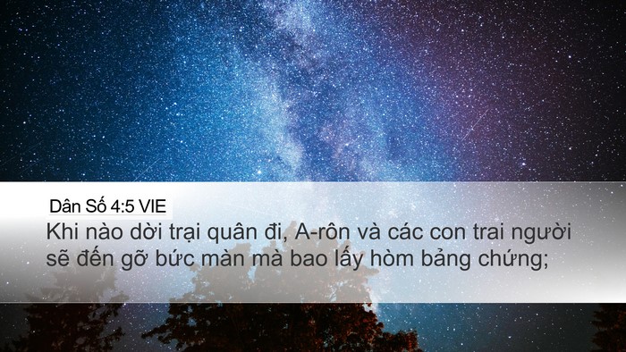 Dân Số 4:5 VIE Desktop Wallpaper - Khi nào dời trại quân đi, A-rôn và các - Desktop Bible Verse Wallpaper
