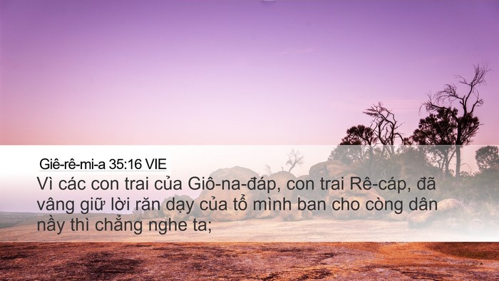 Giê-rê-mi-a 35:16 VIE Desktop Wallpaper - Vì các con trai của Giô-na-đáp, con trai - Desktop Bible Verse Wallpaper