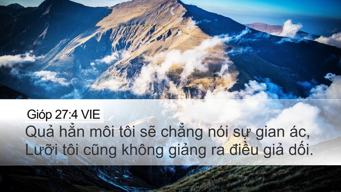 Gióp 27:4 VIE Desktop Wallpaper - Quả hẳn môi tôi sẽ chẳng nói sự gian - Desktop Bible Verse Wallpaper