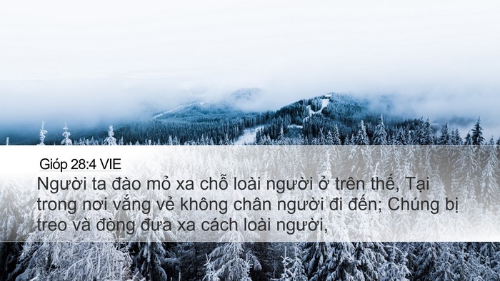 Gióp 28:4 VIE Desktop Wallpaper - Người ta đào mỏ xa chỗ loài người - Desktop Bible Verse Wallpaper