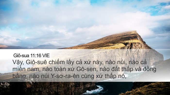 Giô-sua 11:16 VIE Desktop Wallpaper - Vậy, Giô-suê chiếm lấy cả xứ này, - Desktop Bible Verse Wallpaper