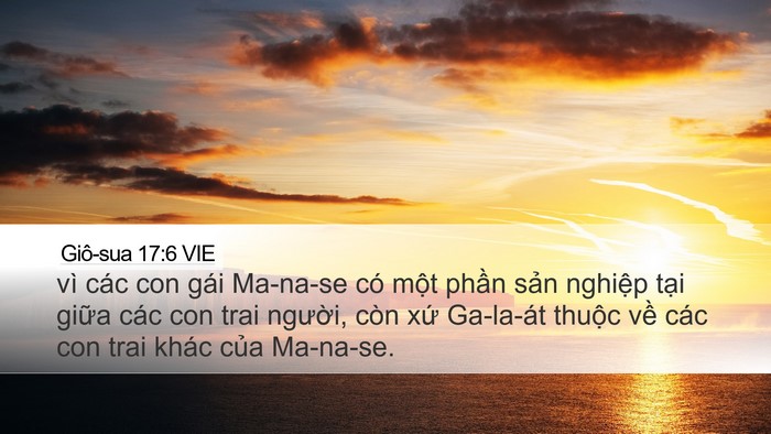 Giô-sua 17:6 VIE Desktop Wallpaper - vì các con gái Ma-na-se có một phần sản - Desktop Bible Verse Wallpaper