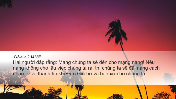 Giô-sua 2:14 VIE Desktop Wallpaper - Hai người đáp rằng: Mạng chúng ta sẽ - Desktop Bible Verse Wallpaper