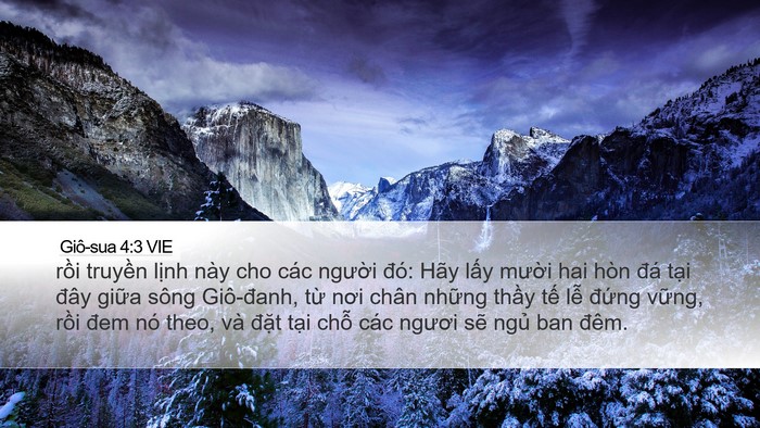 Giô-sua 4:3 VIE Desktop Wallpaper - rồi truyền lịnh này cho các người - Desktop Bible Verse Wallpaper