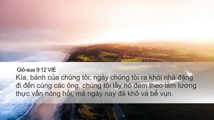 Giô-sua 9:12 VIE Desktop Wallpaper - Kìa, bánh của chúng tôi; ngày chúng tôi - Desktop Bible Verse Wallpaper
