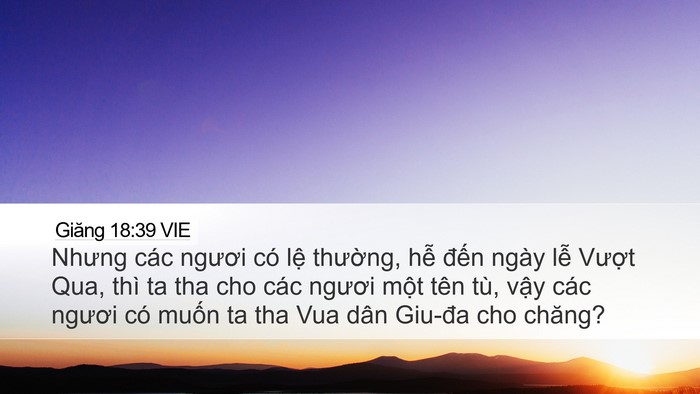 Giăng 18:39 VIE Bible Verse Image