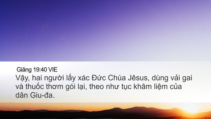 Giăng 19:40 VIE Bible Verse Image