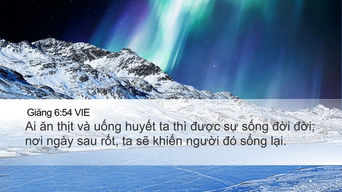 Giăng 6:54 VIE Desktop Wallpaper - Ai ăn thịt và uống huyết ta thì được - Desktop Bible Verse Wallpaper