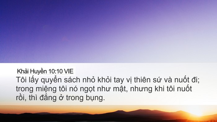Khải Huyền 10:10 VIE Desktop Wallpaper - Tôi lấy quyển sách nhỏ khỏi tay vị - Desktop Bible Verse Wallpaper
