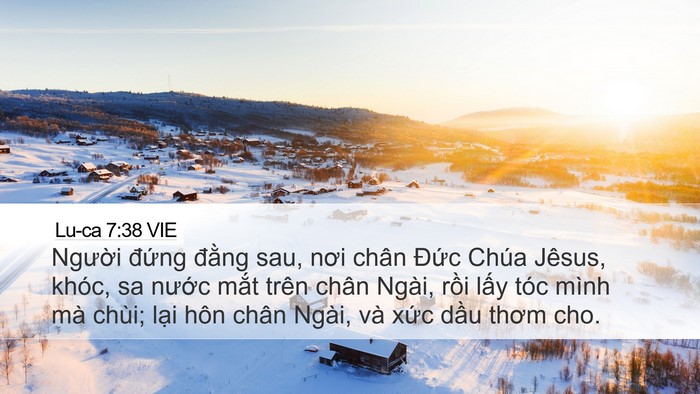 Lu-ca 7:38 VIE Desktop Wallpaper - Người đứng đằng sau, nơi chân Đức - Desktop Bible Verse Wallpaper