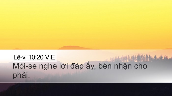 Lê-vi 10:20 VIE Desktop Wallpaper - Môi-se nghe lời đáp ấy, bèn nhận cho - Desktop Bible Verse Wallpaper
